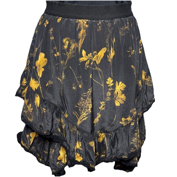 Allsaints Women’s EU 36 Nico Heligan floral-print lace-trimmed crepe skirt Fairy - Picture 6 of 11